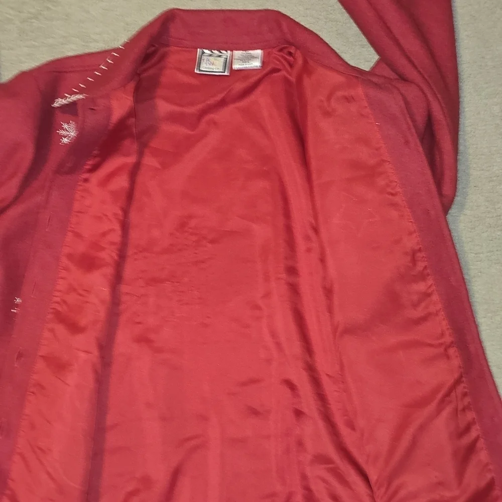 TAKE TWO WOOL BLEND CHRISTIMAS LINED JACKET SNOWMAN VINTAGE  RED WOMENS LARGE
